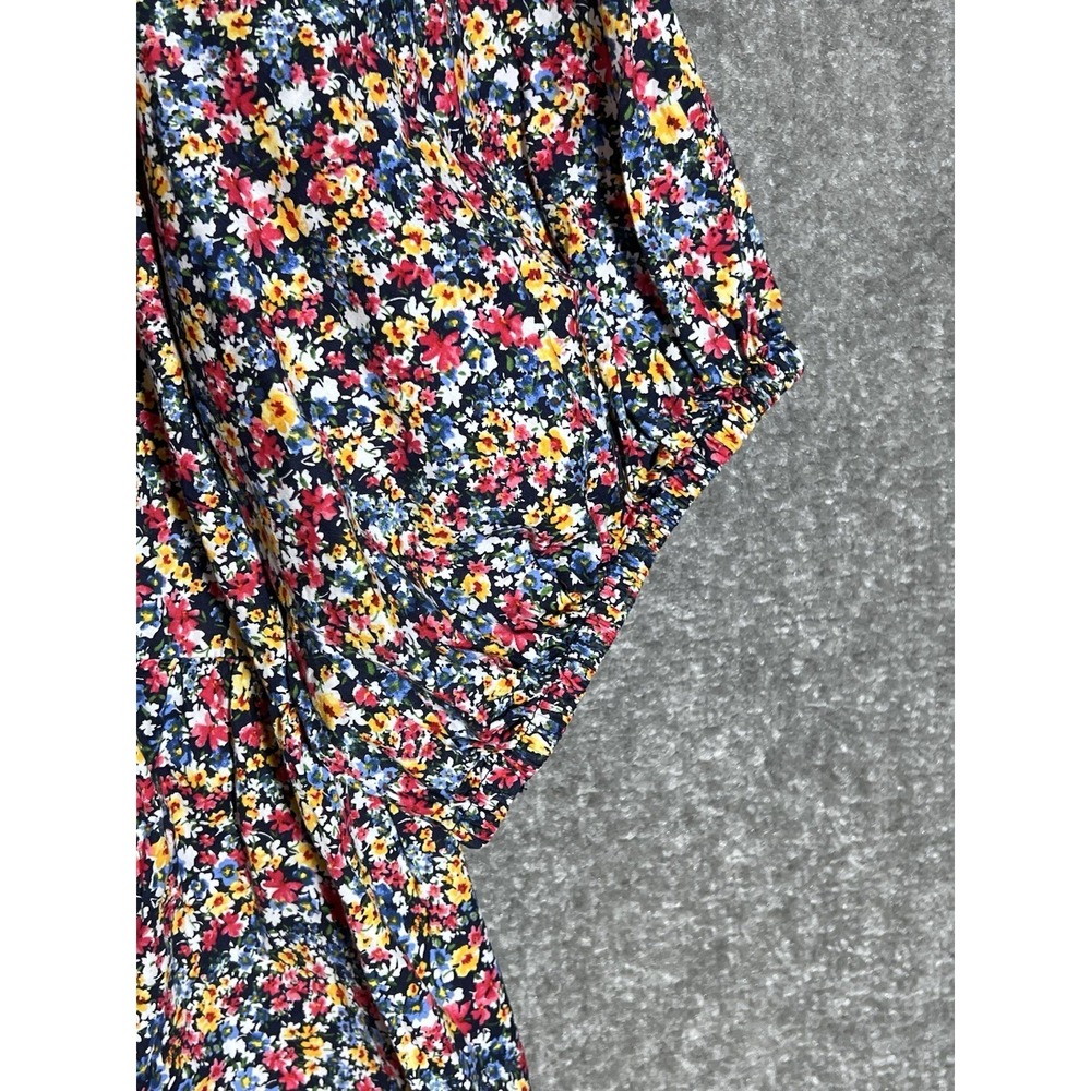 Old Navy Ditsy Floral Top Womens Size 3X Red Blue Yellow Short Puff Sleeve BOHO - Picture 7 of 9